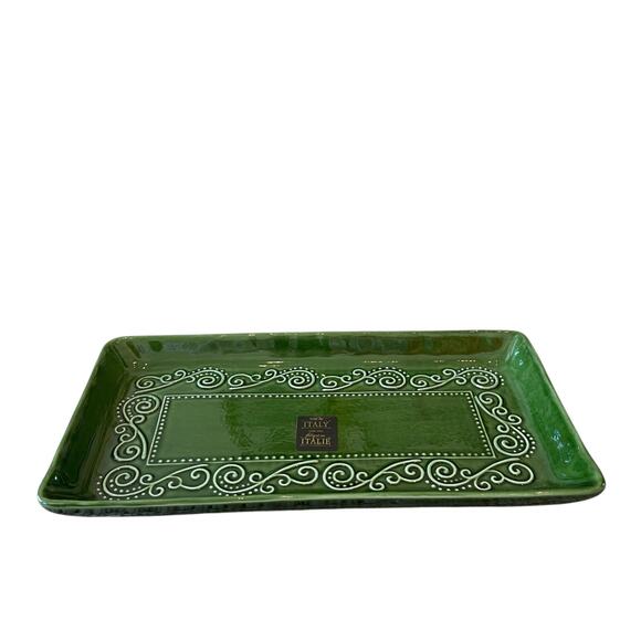Maioliche Jessica Serving Tray Platter 12in Green Stoneware Made in Italy NEW - Picture 4 of 10